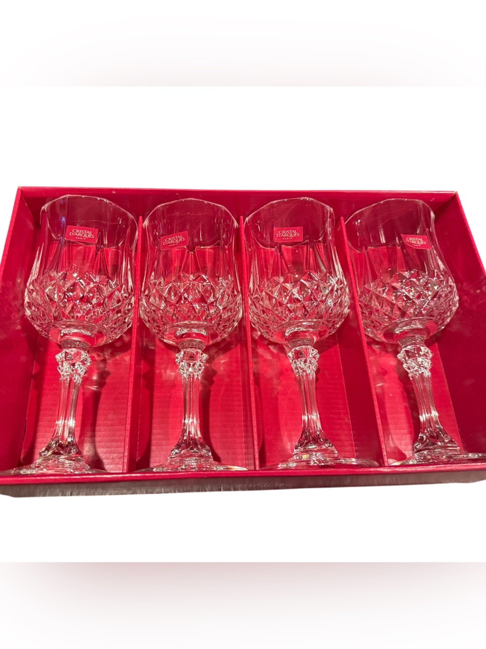 Vintage Cristal d'Arques "Longchamp" Crystal Goblets  Set of 4 (In Original Box)